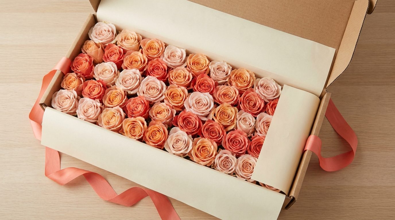 Caja de exportación de flores lista para enviar