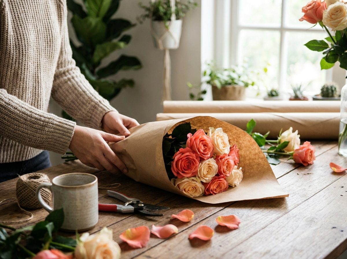 Flores preparadas para envío